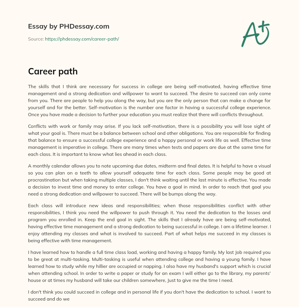 choosing your career path essay