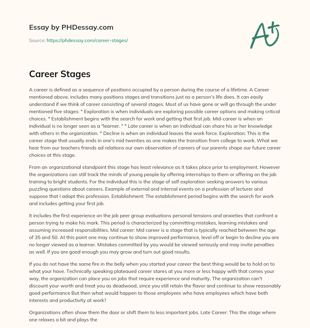 Career Stages essay