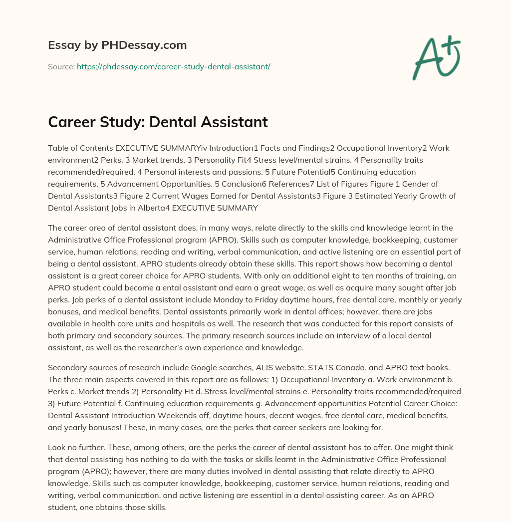 essay about dental assistant