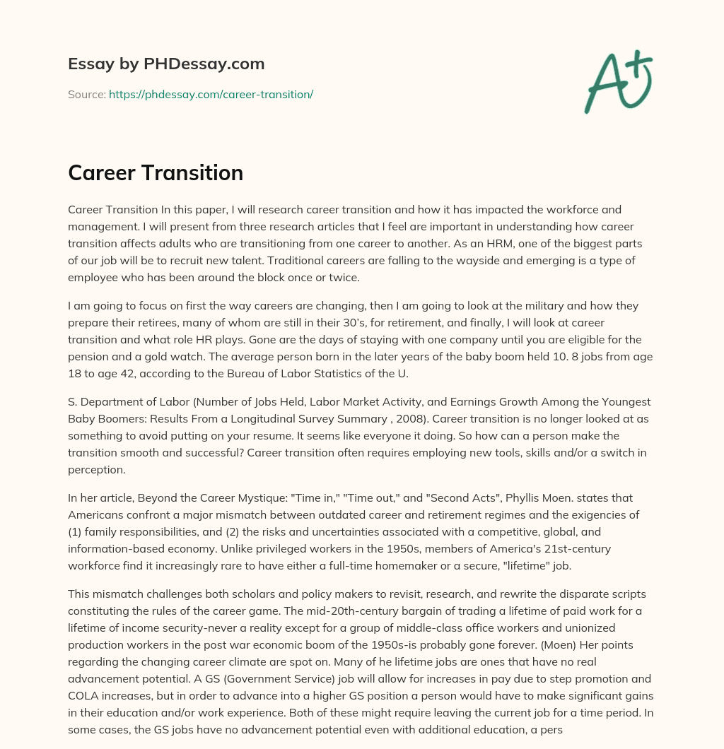 career transition essay