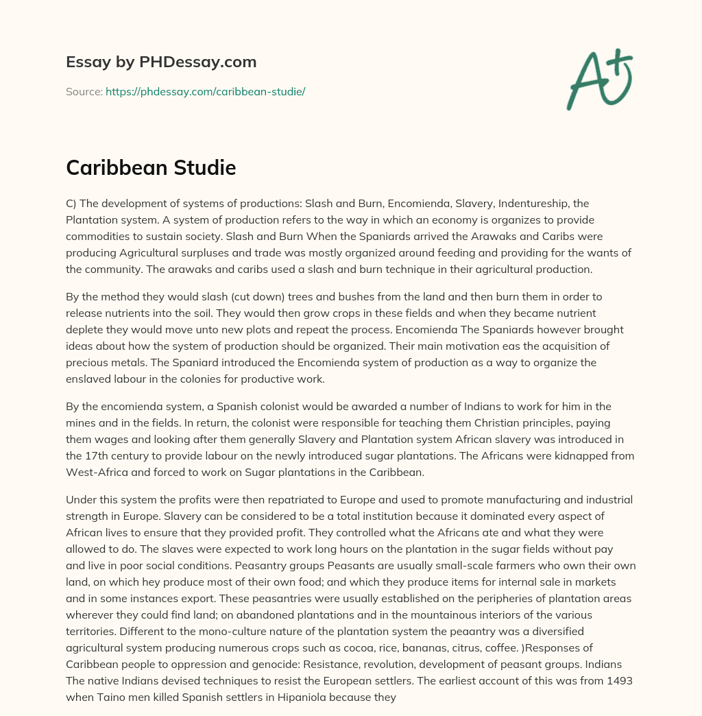 Caribbean Studie essay