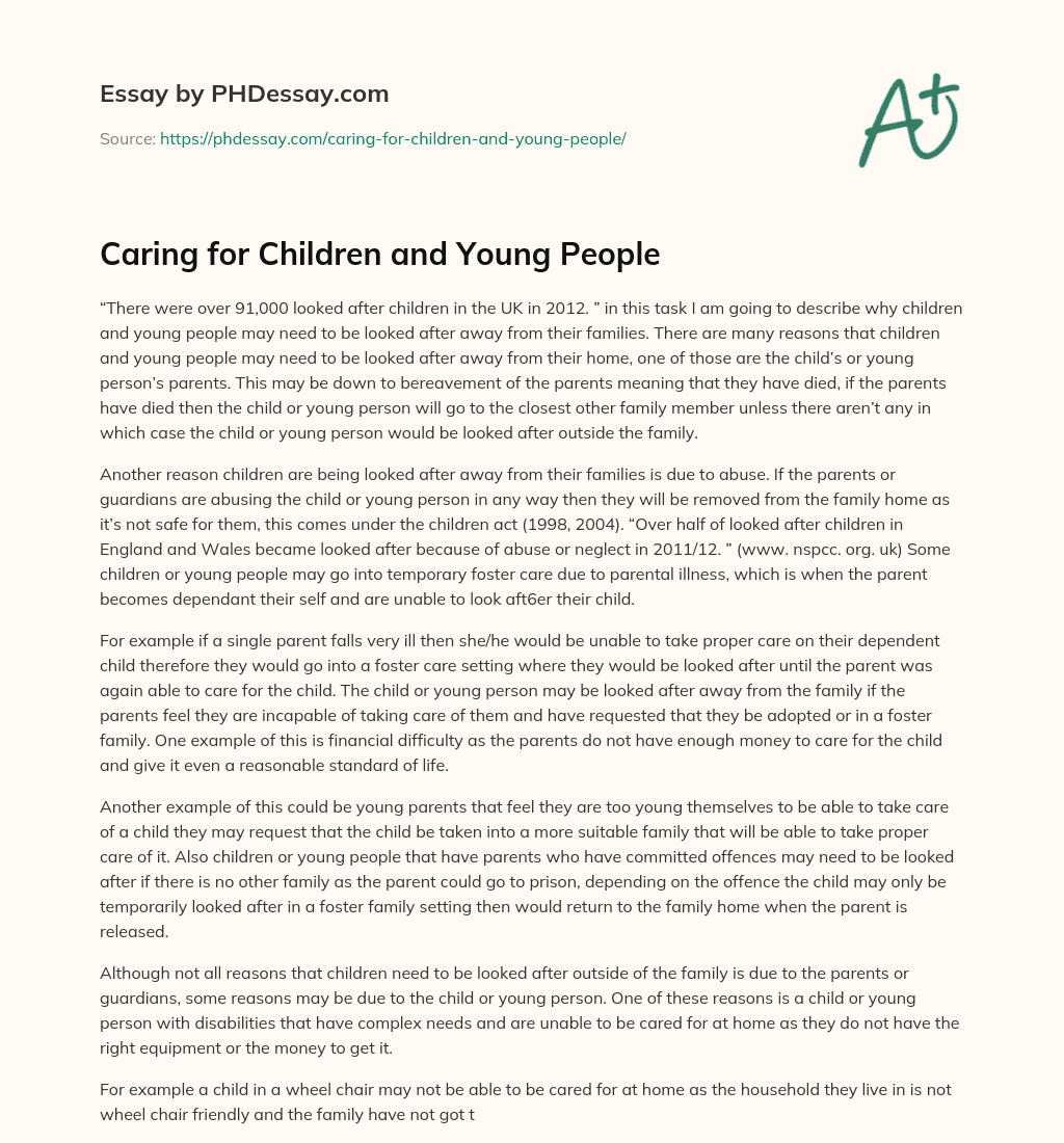 Caring for Children and Young People essay