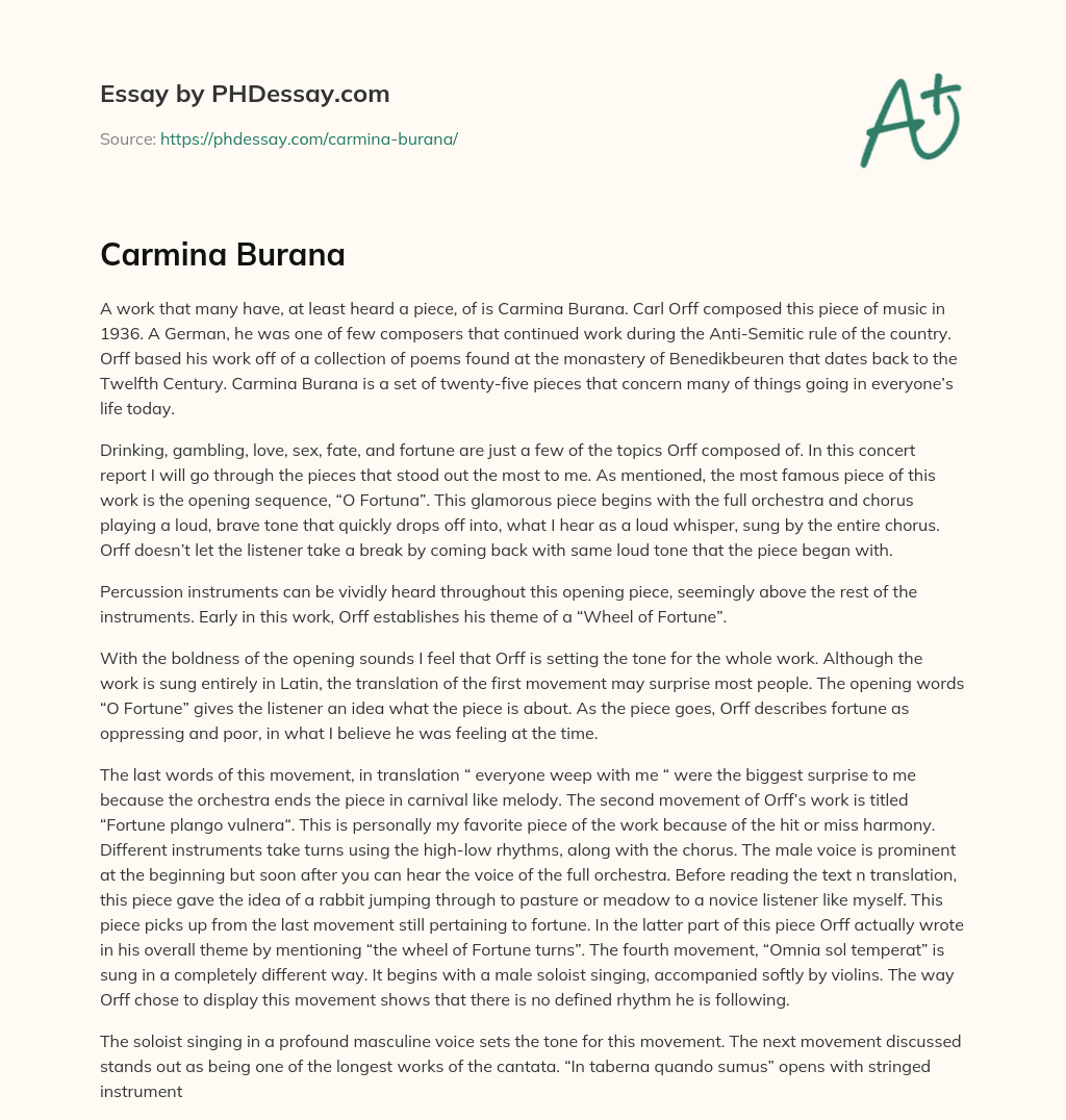 Carmina Burana essay