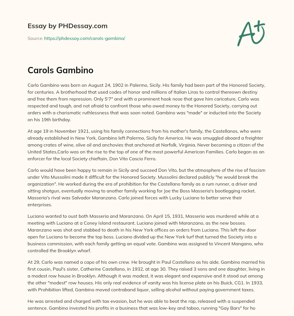Carols Gambino essay