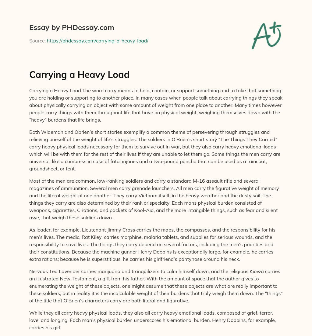 Carrying a Heavy Load essay