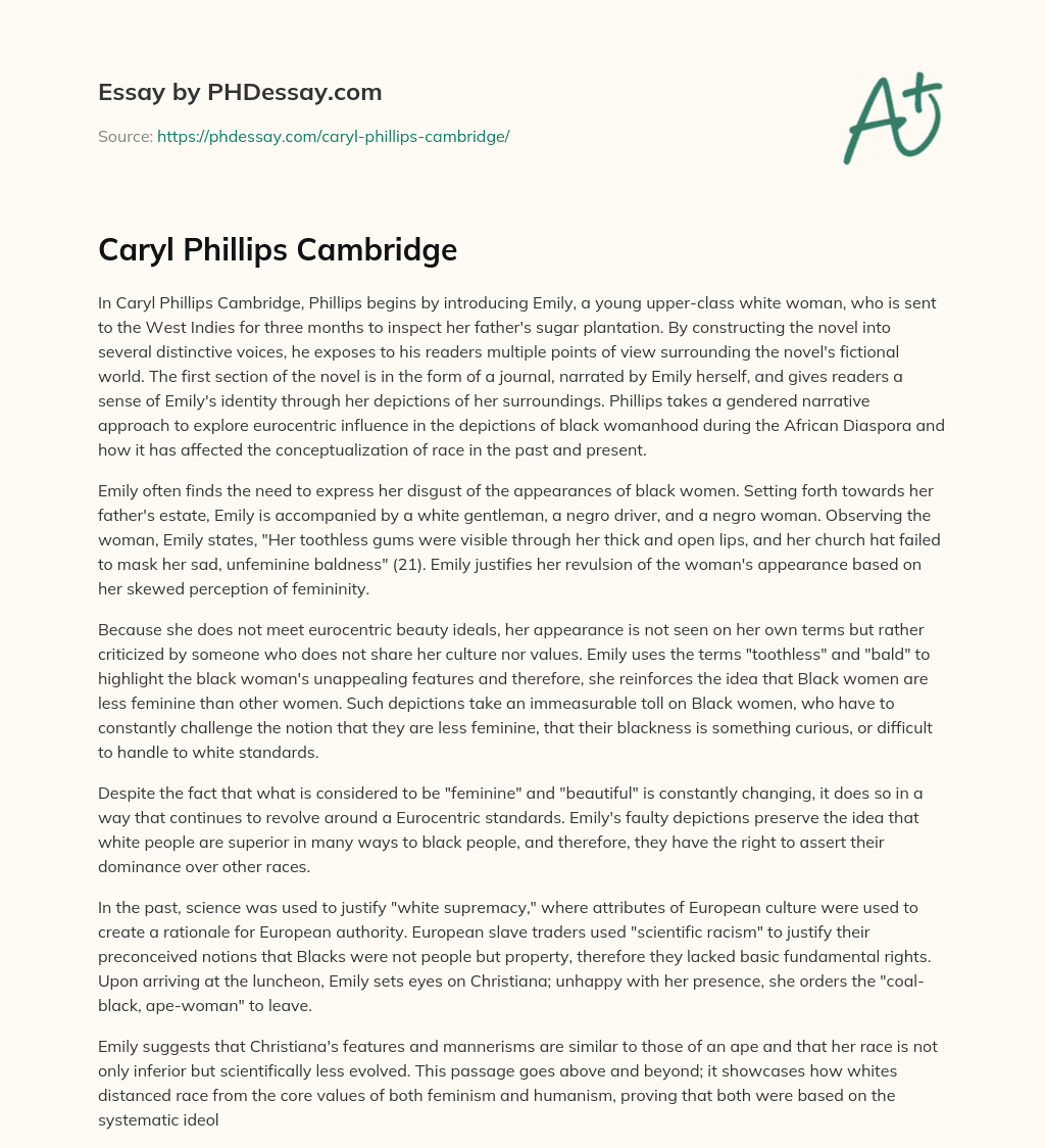 Caryl Phillips Cambridge essay