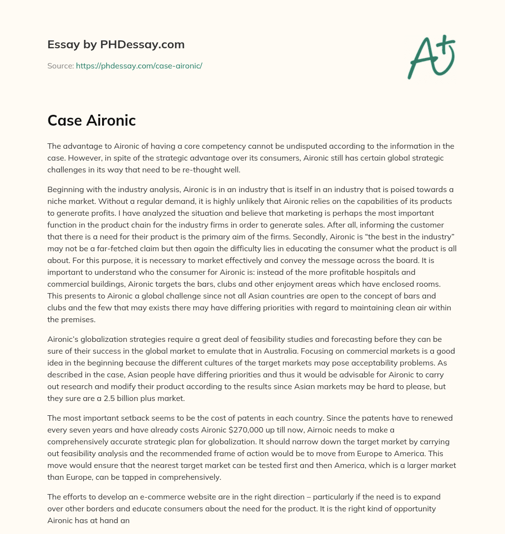 Case Aironic essay
