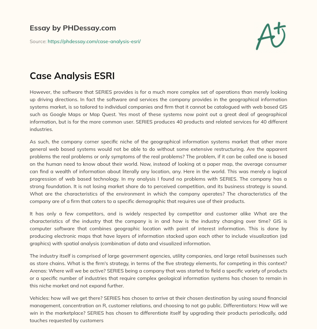 Case Analysis ESRI essay
