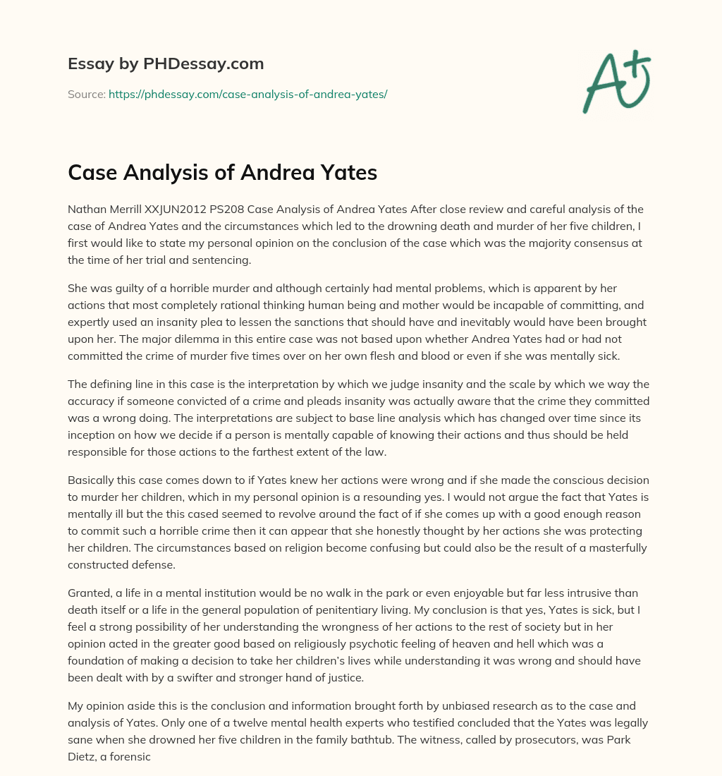 andrea yates case study essay