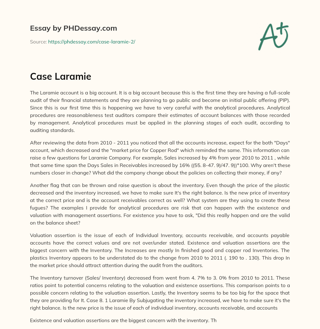 Laramie Account: Preparing for IPO and Analyzing Financial Statements essay