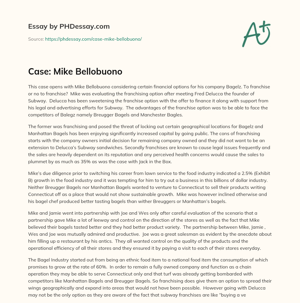Case: Mike Bellobuono essay