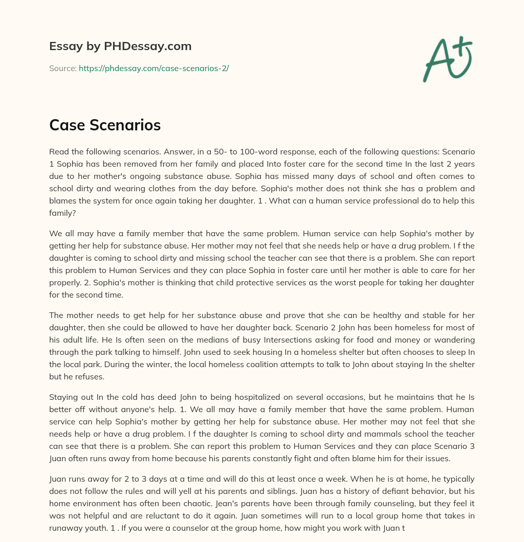Case Scenarios essay