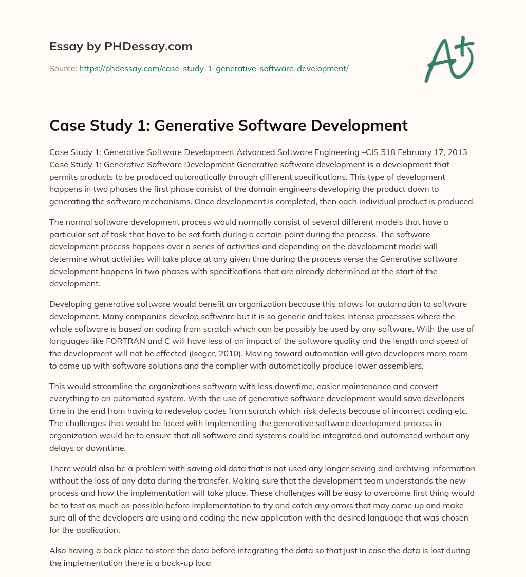 case study for software development