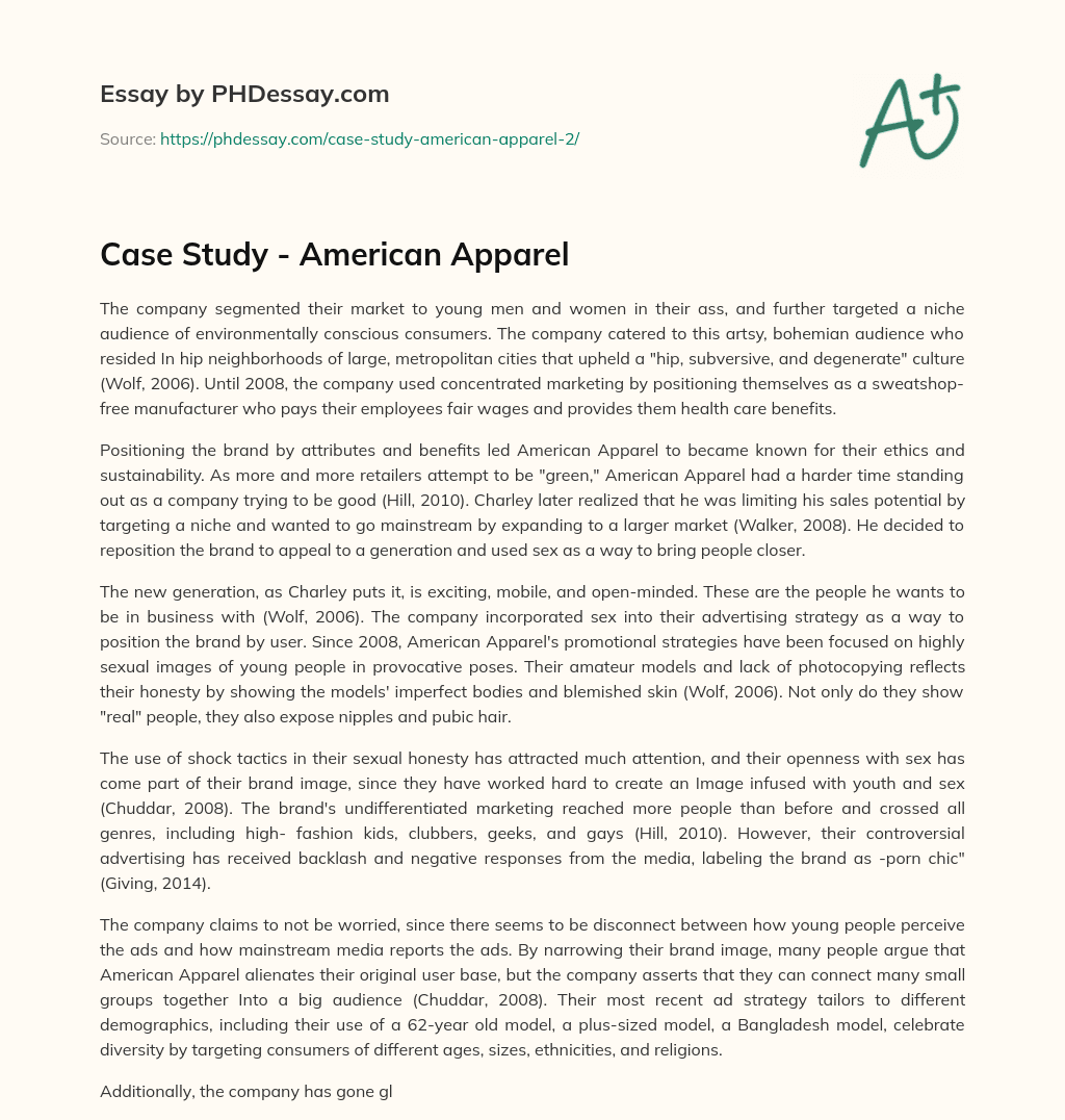 Case Study – American Apparel essay