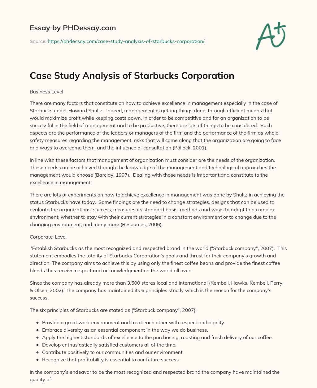 case study analysis of starbucks