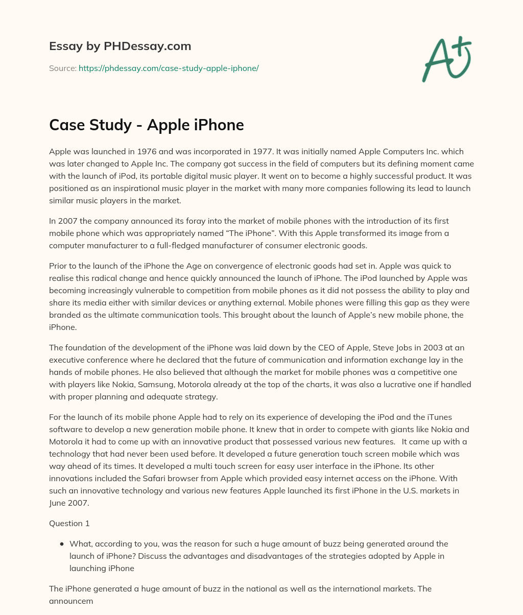 essay on apple iphone