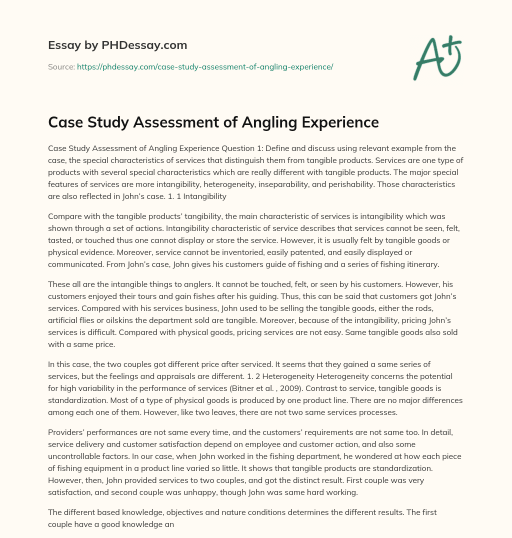 Case Study Assessment of Angling Experience essay