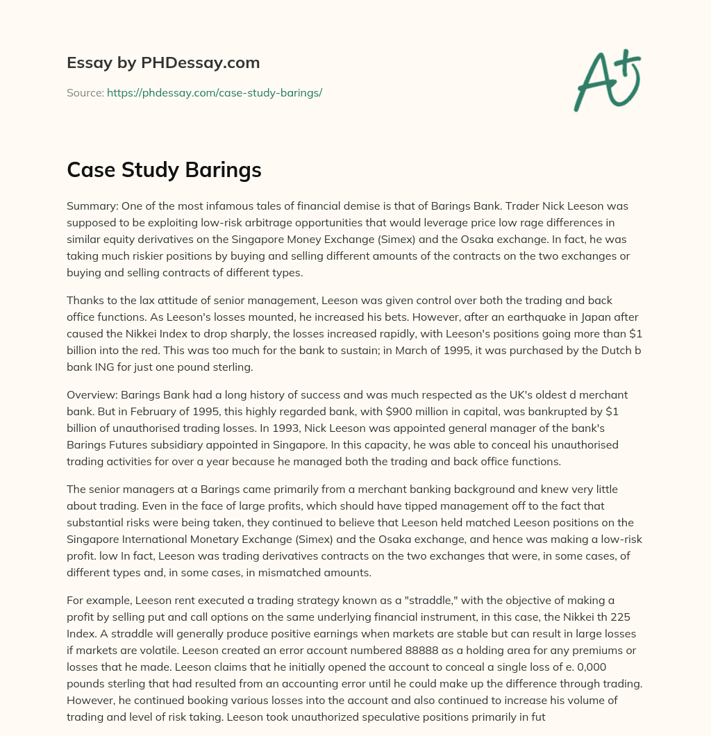 Case Study Barings essay