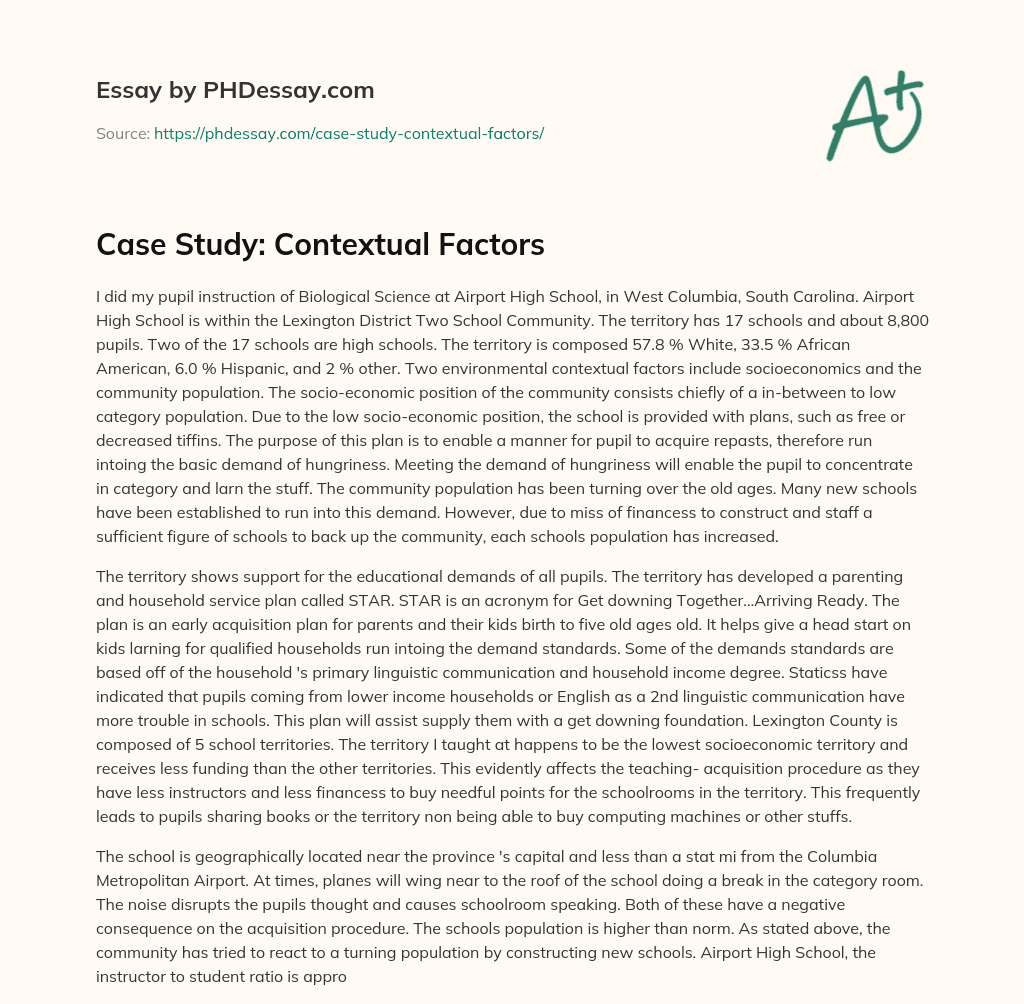 Case Study: Contextual Factors essay