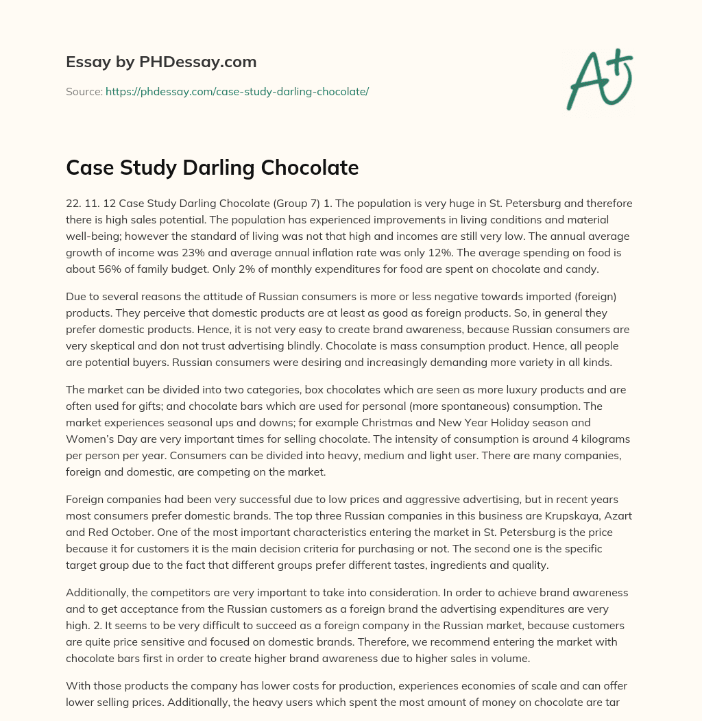 case study chocolate