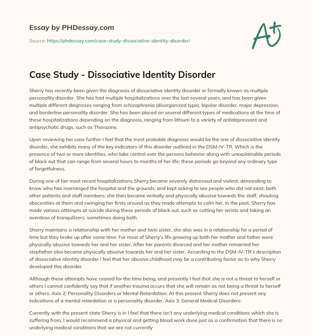 research paper about dissociative identity disorder