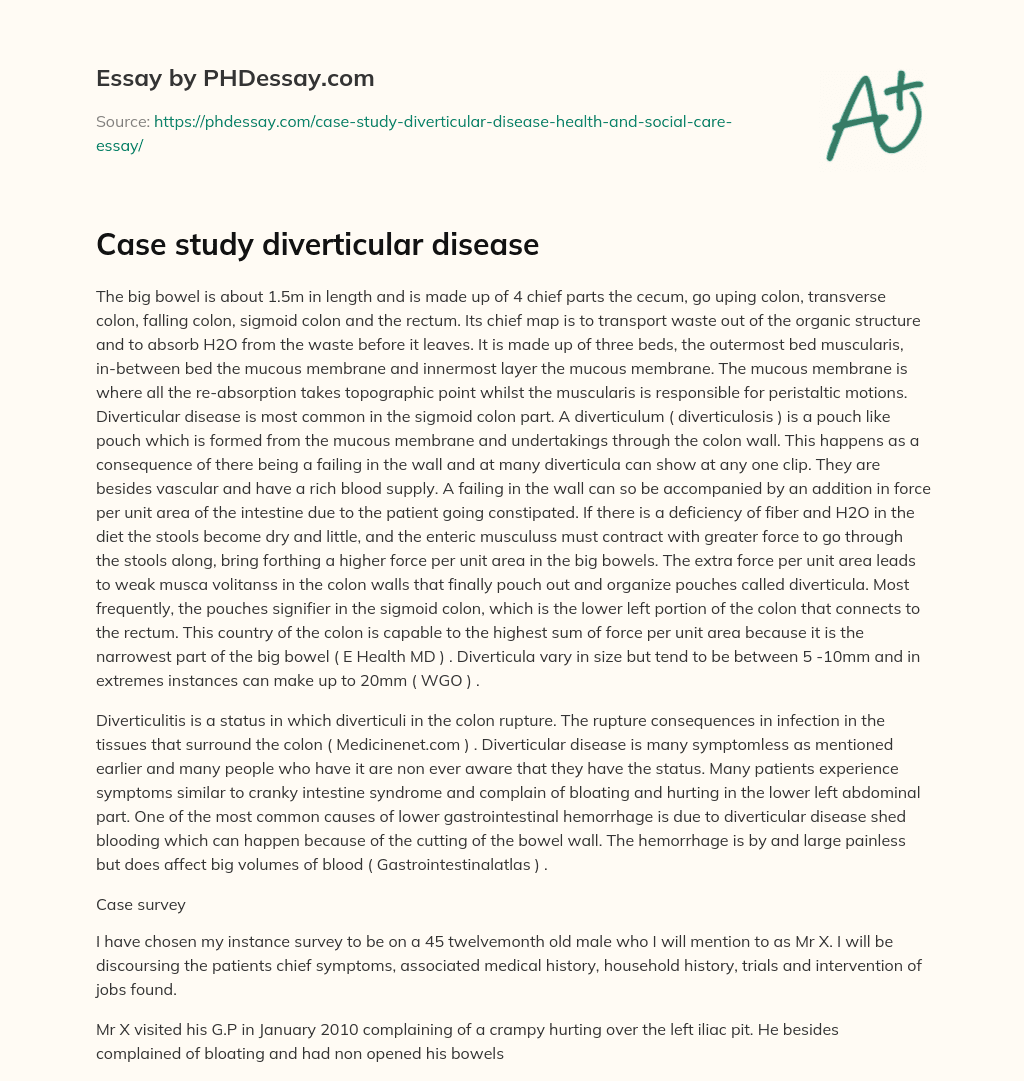 Case study diverticular disease essay