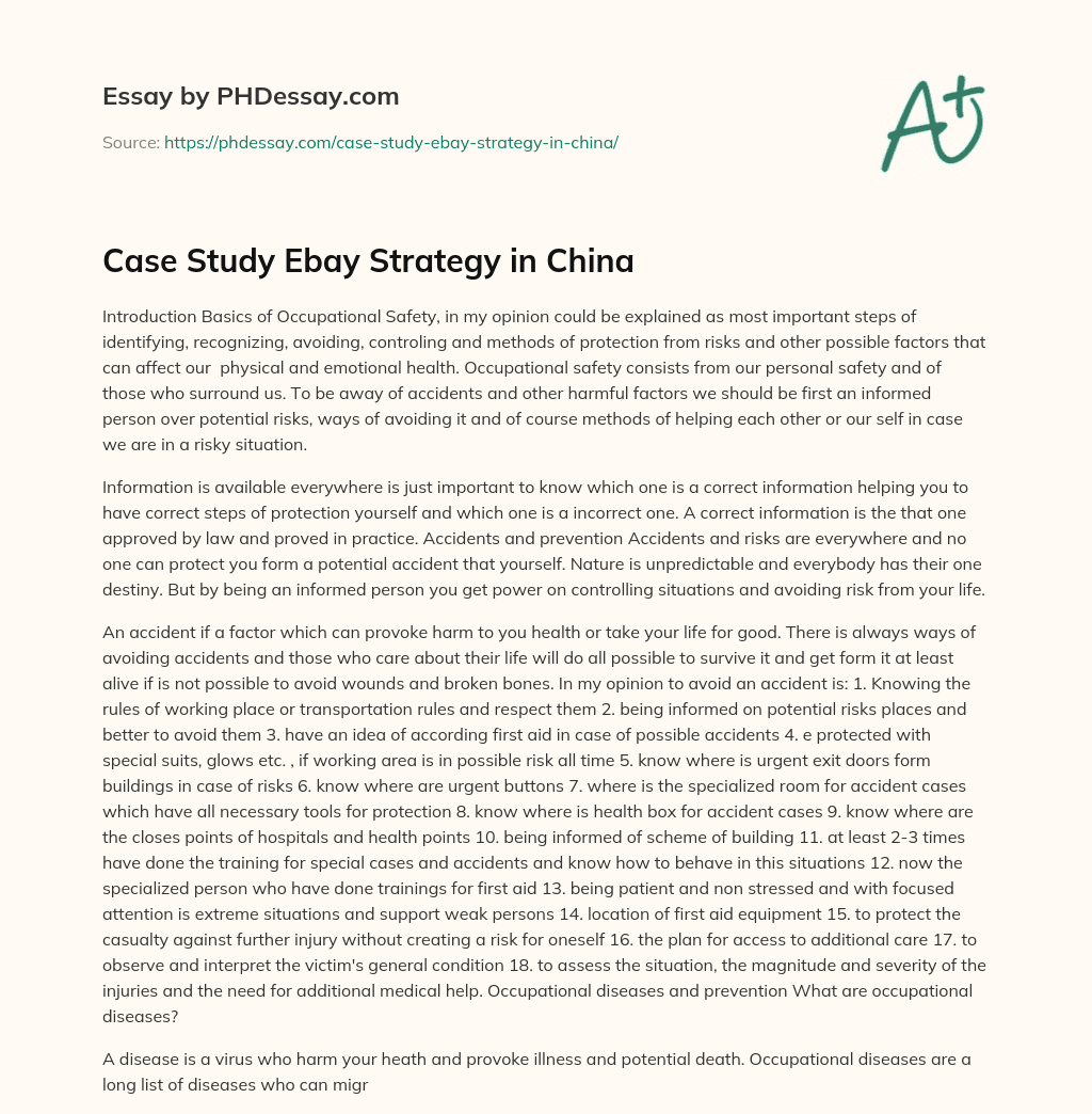 Case Study Ebay Strategy in China essay