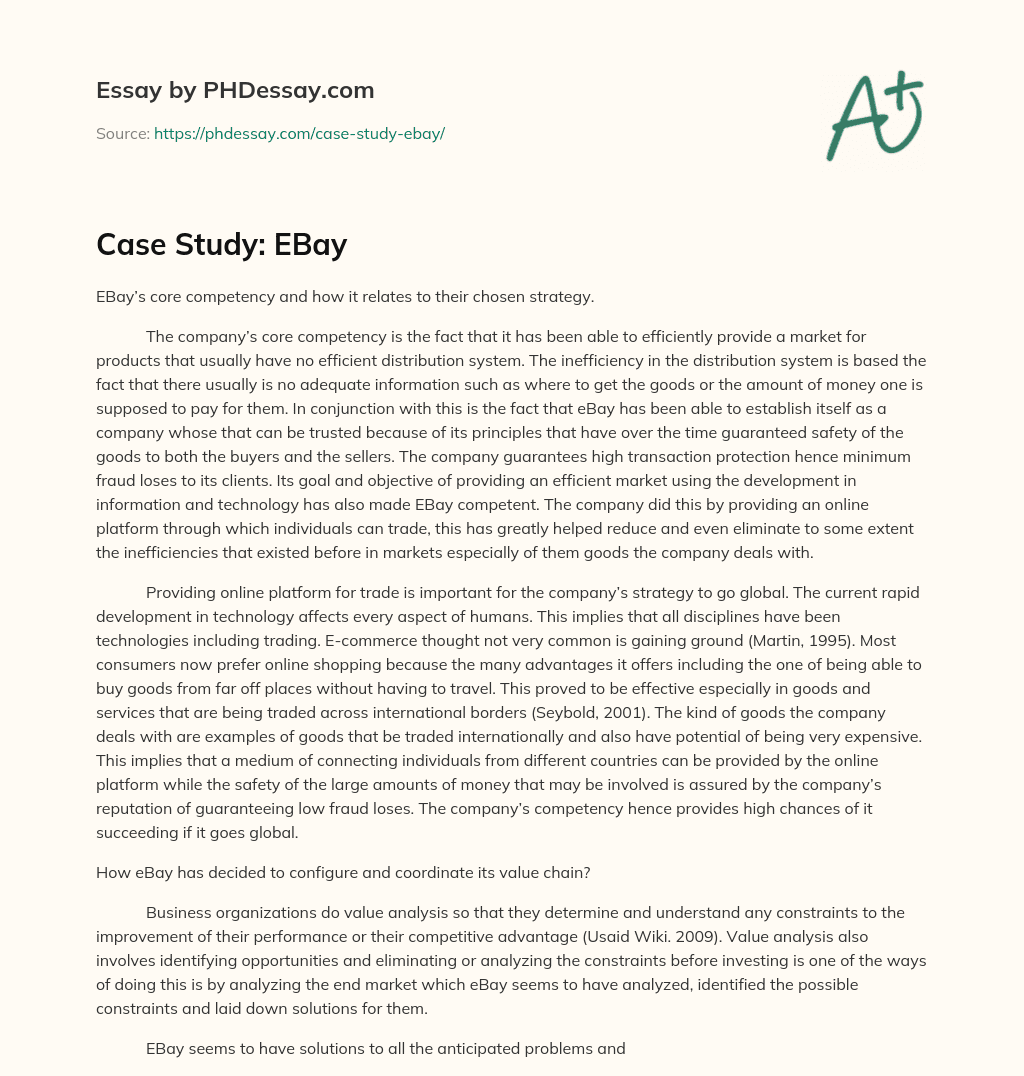 Case Study: EBay essay