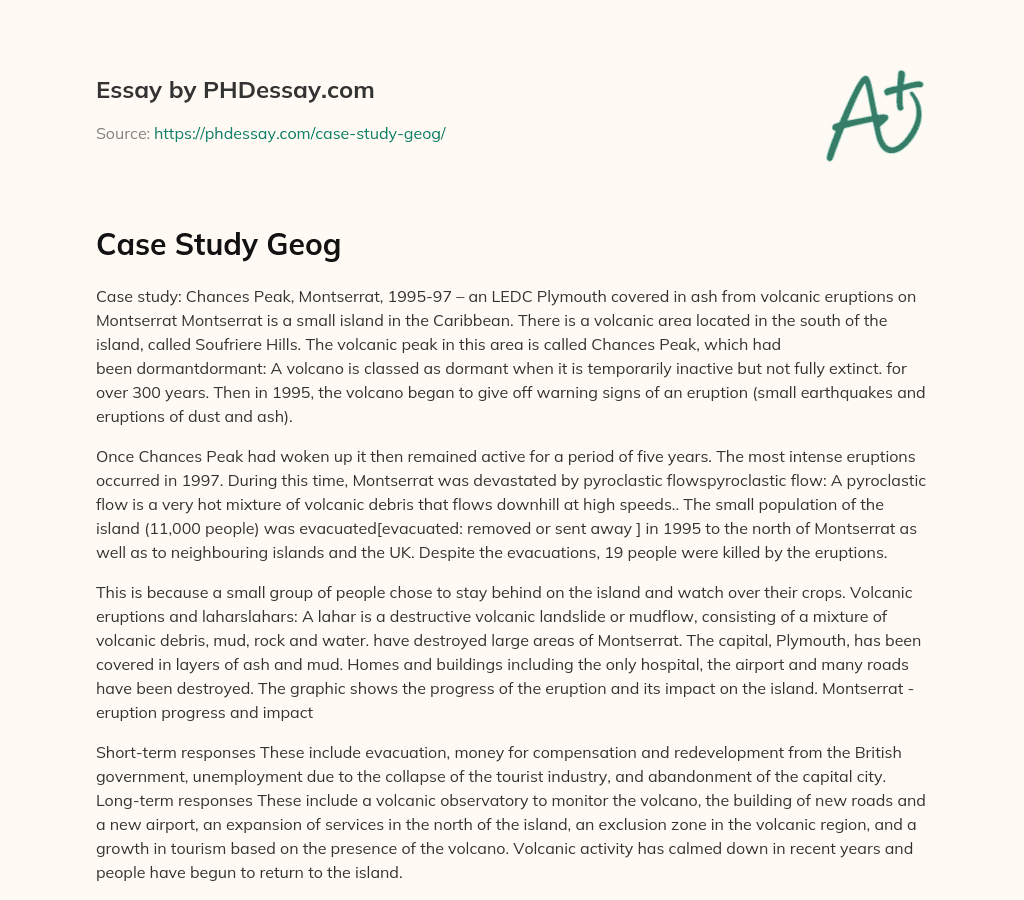 Chances Peak eruption devastates Montserrat in 1995-97 essay