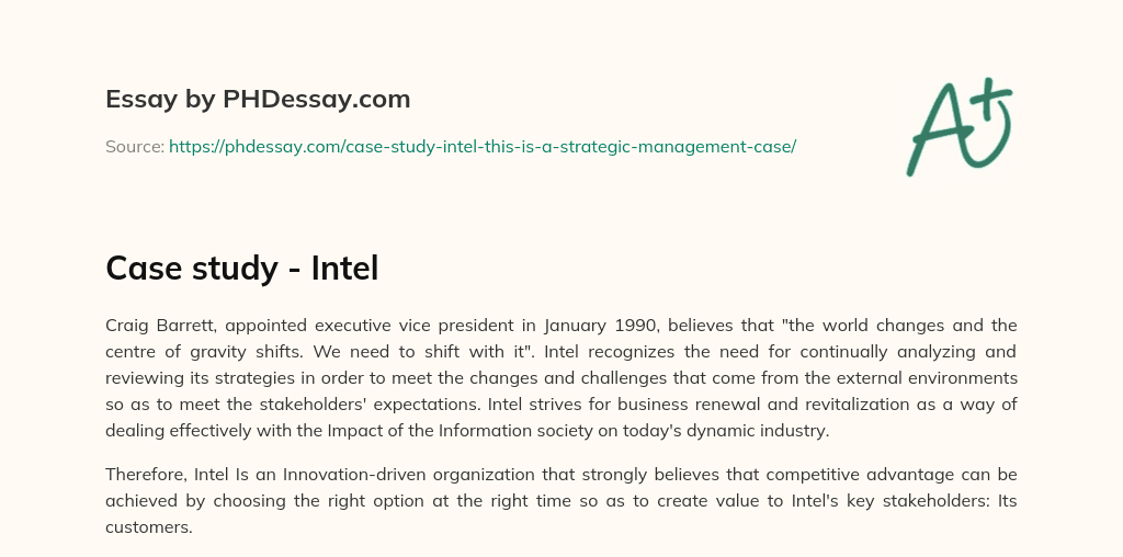 Case study – Intel essay