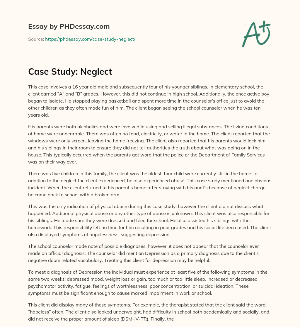 neglect case study uk