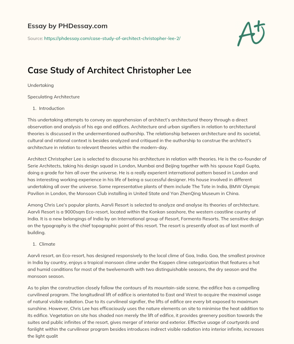Case Study of Architect Christopher Lee essay