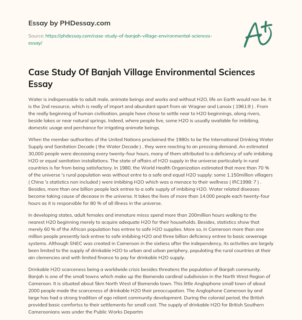 Case Study Of Banjah Village Environmental Sciences Essay essay