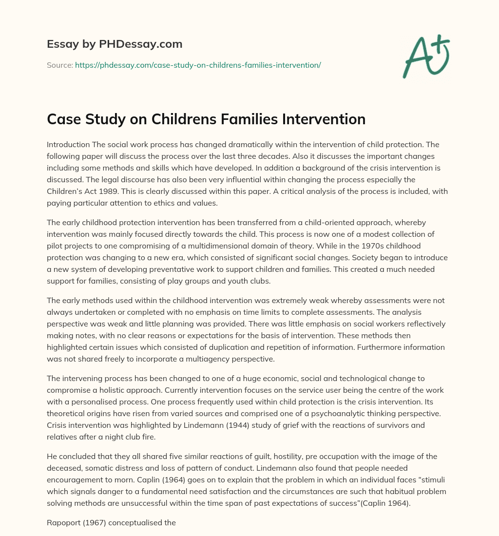 Case Study on Childrens Families Intervention essay
