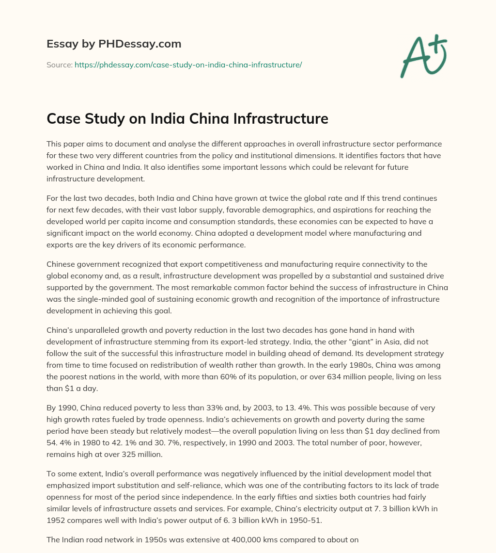 Case Study on India China Infrastructure essay