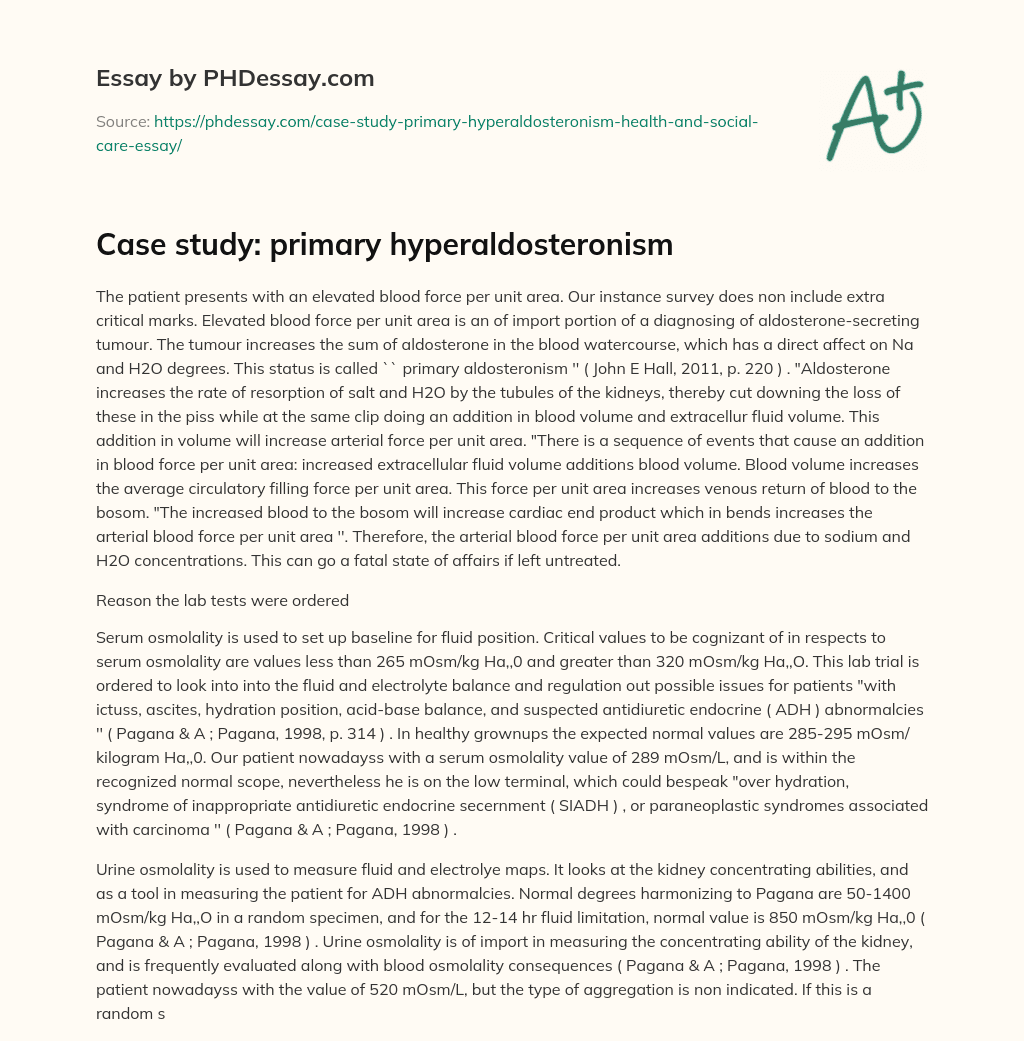 Case study: primary hyperaldosteronism essay