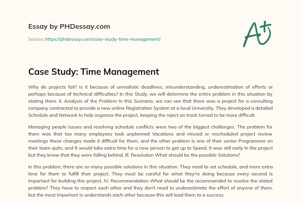 time management case study with solution