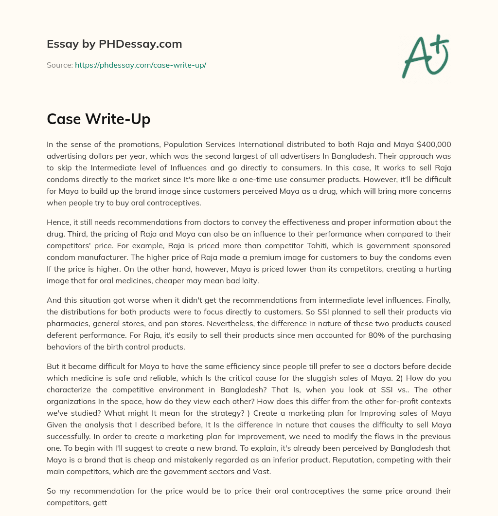 Case Write-Up essay