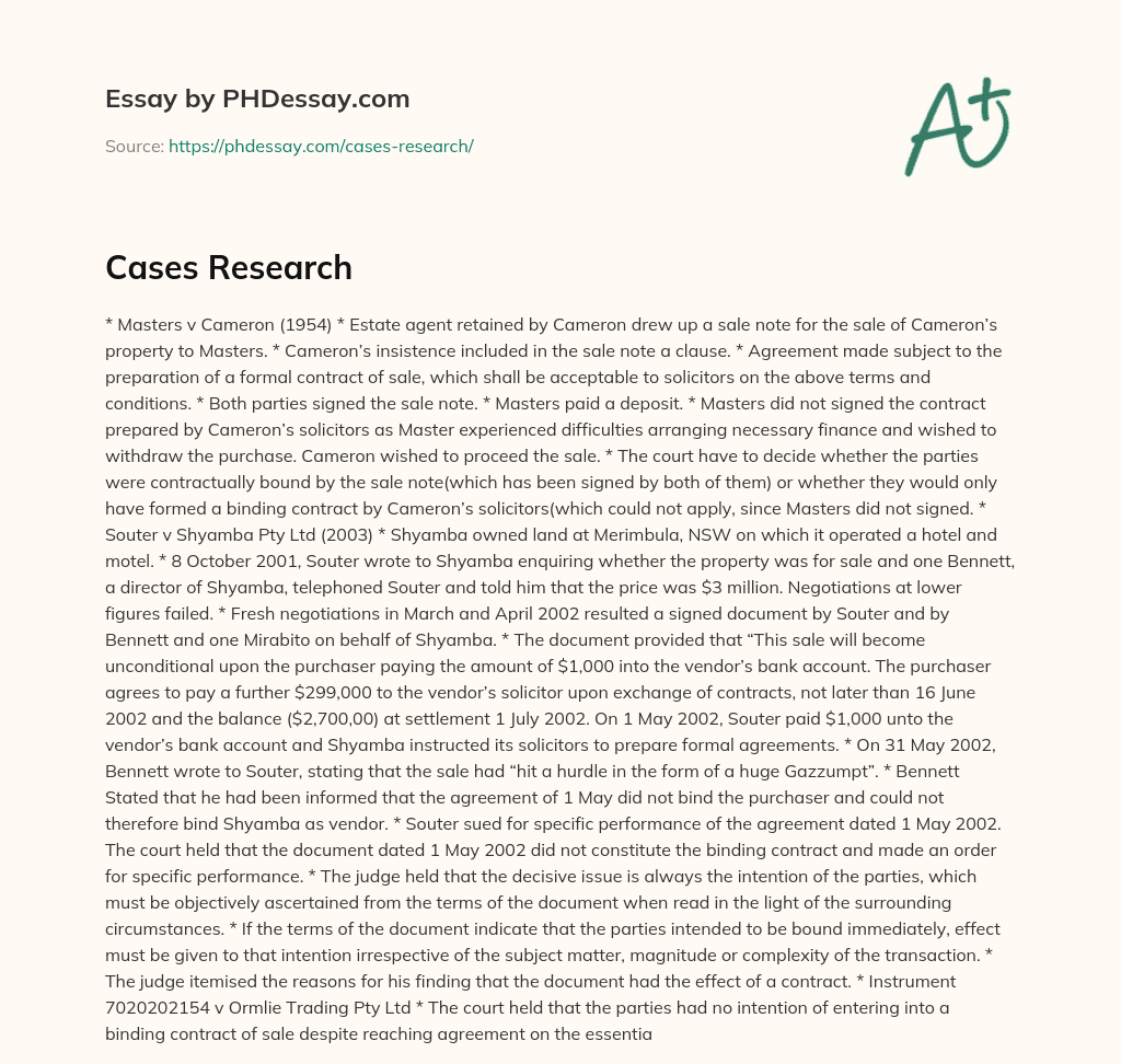 Cases Research essay
