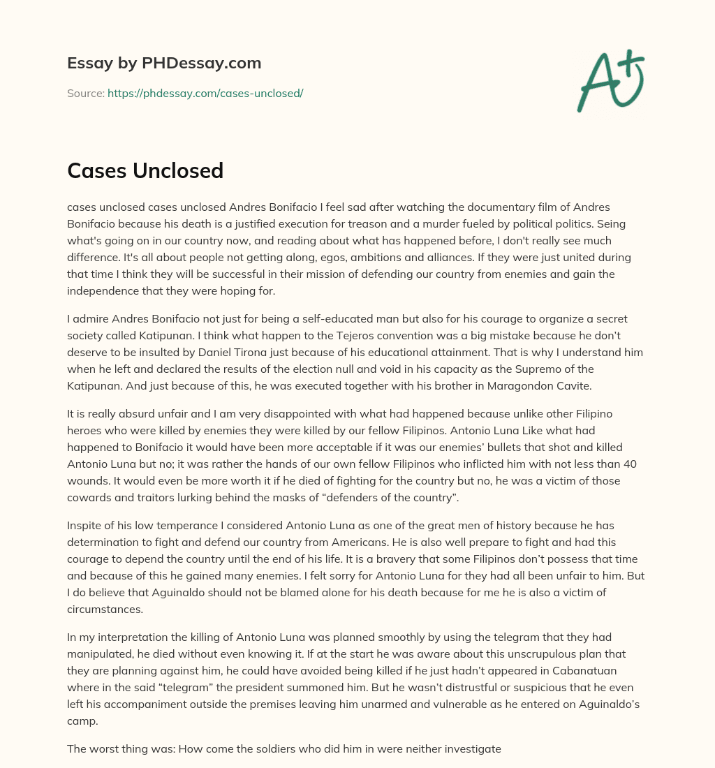 Cases Unclosed essay