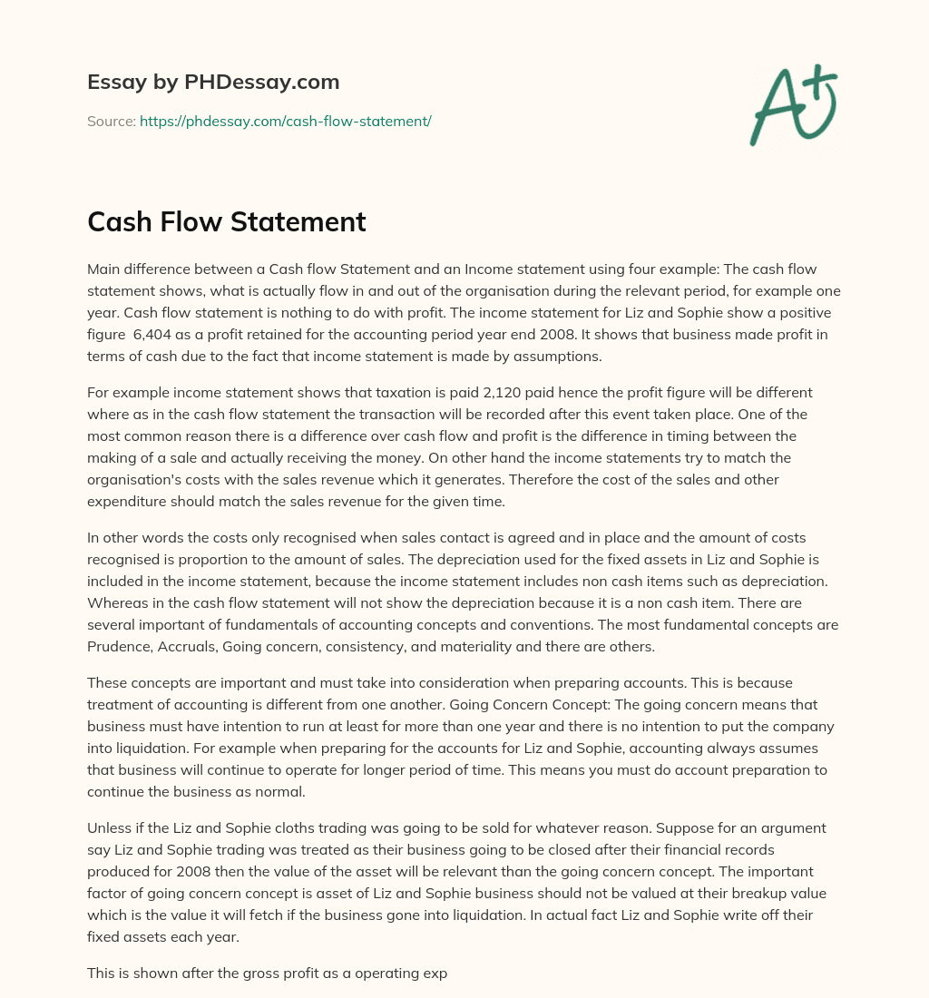Cash Flow Statement essay