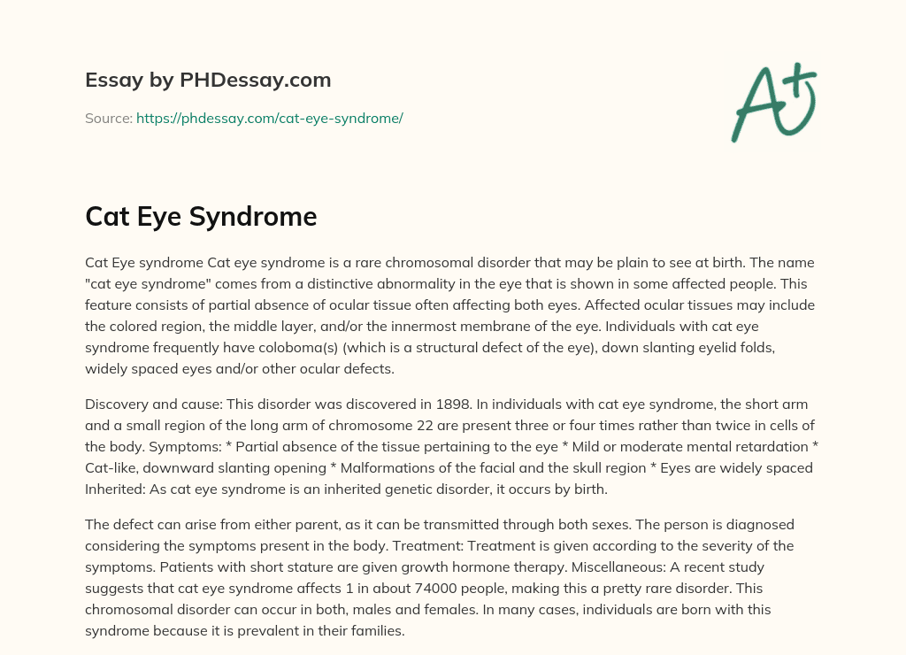 Cat Eye Syndrome essay