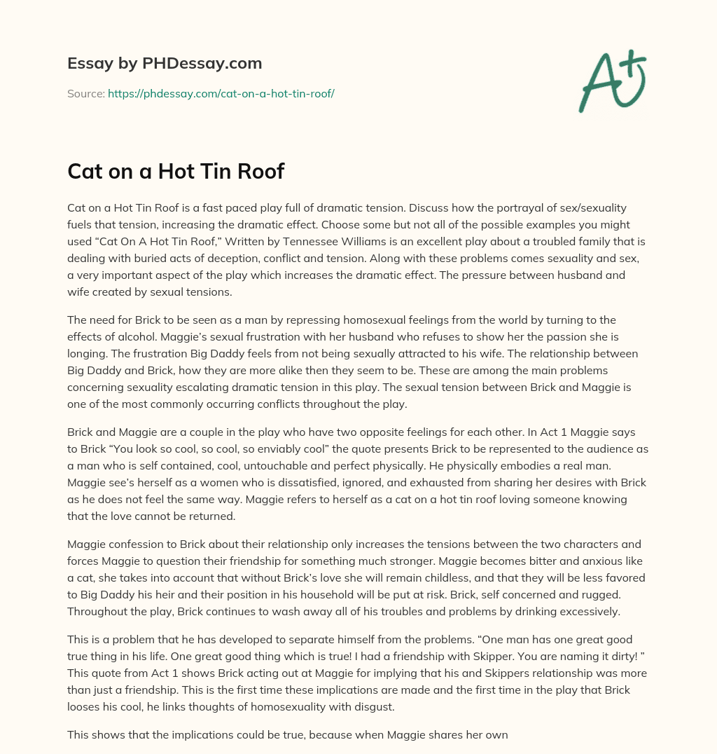 Cat on a Hot Tin Roof essay