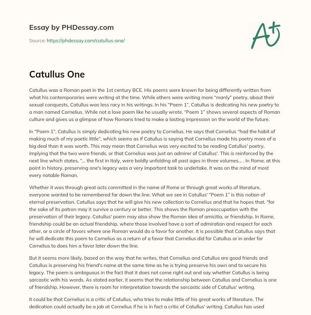 Catullus One essay