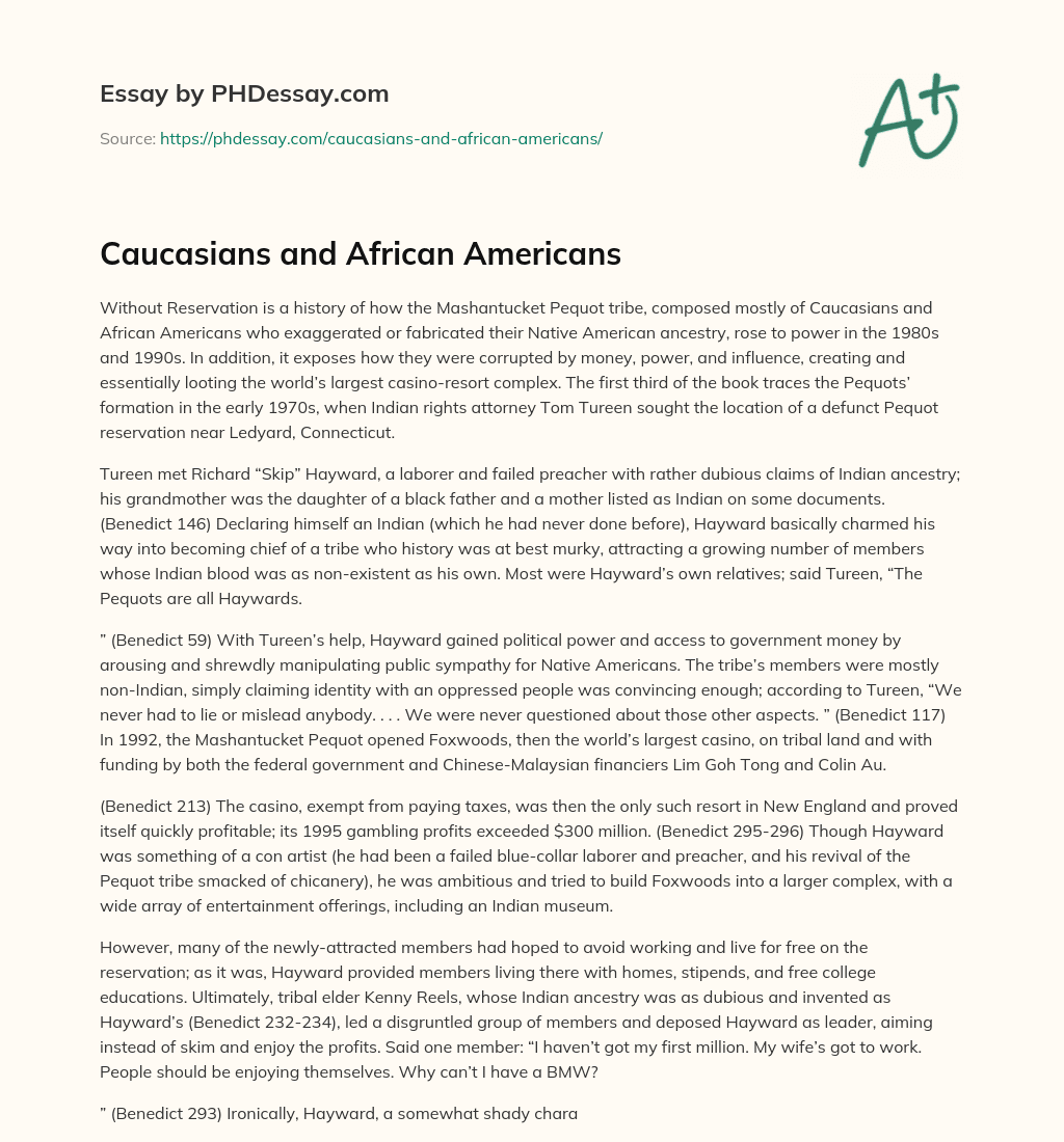 Caucasians and African Americans essay