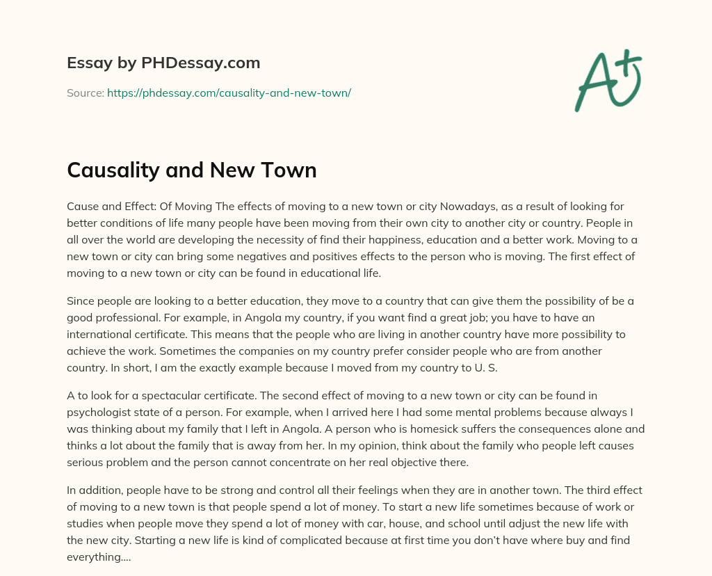 Causality and New Town essay