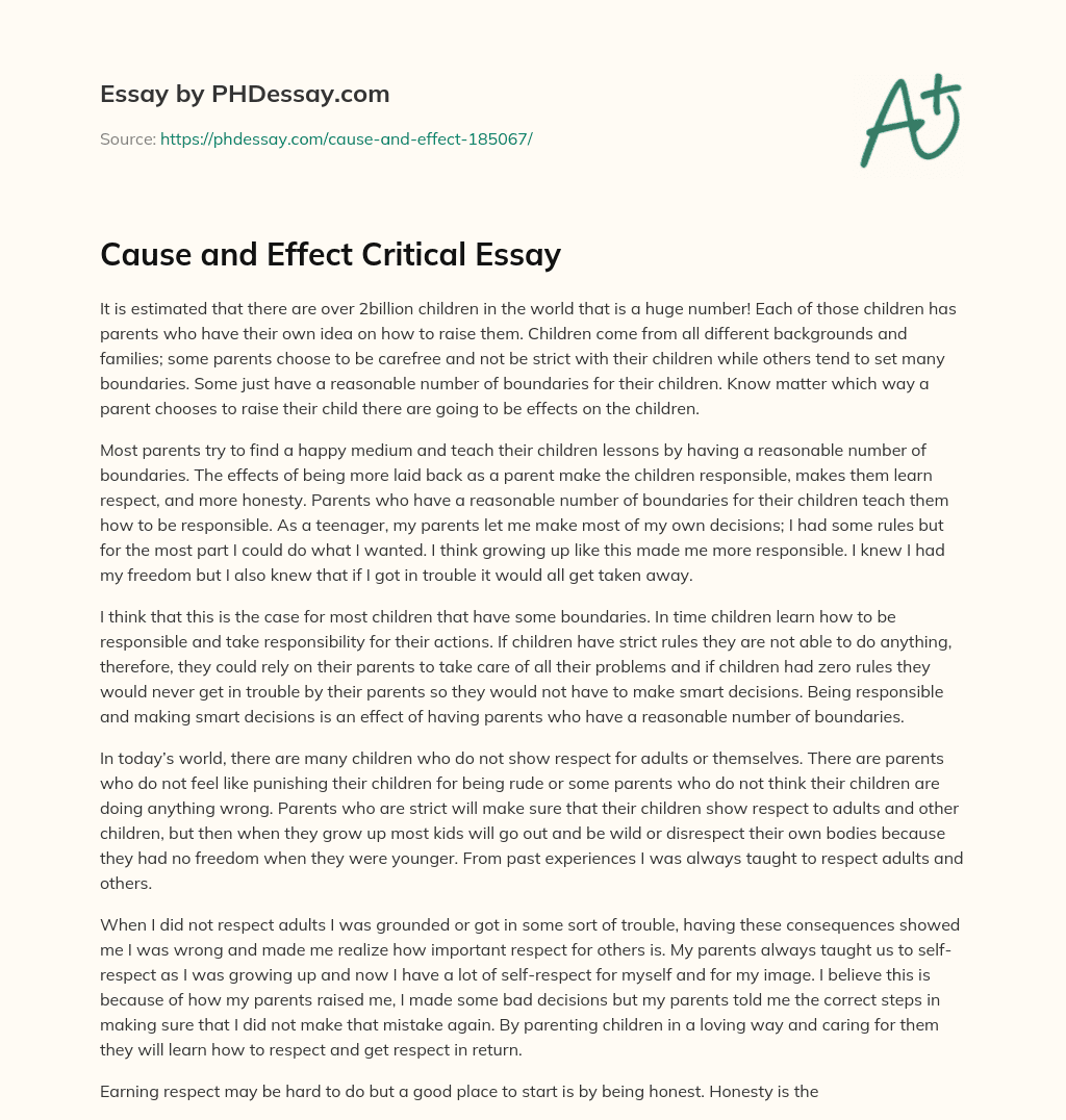 Cause and Effect Critical Essay essay