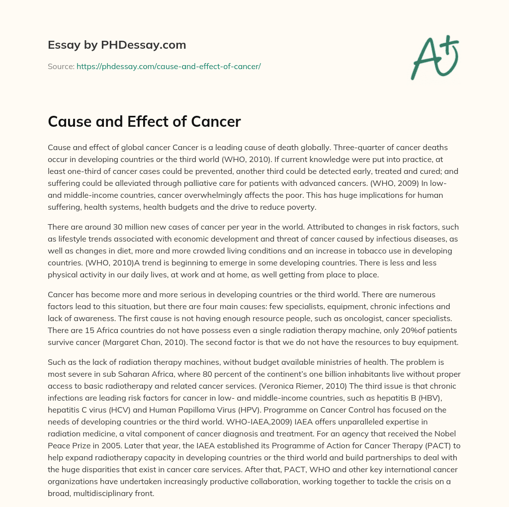 Cause and Effect of Cancer essay