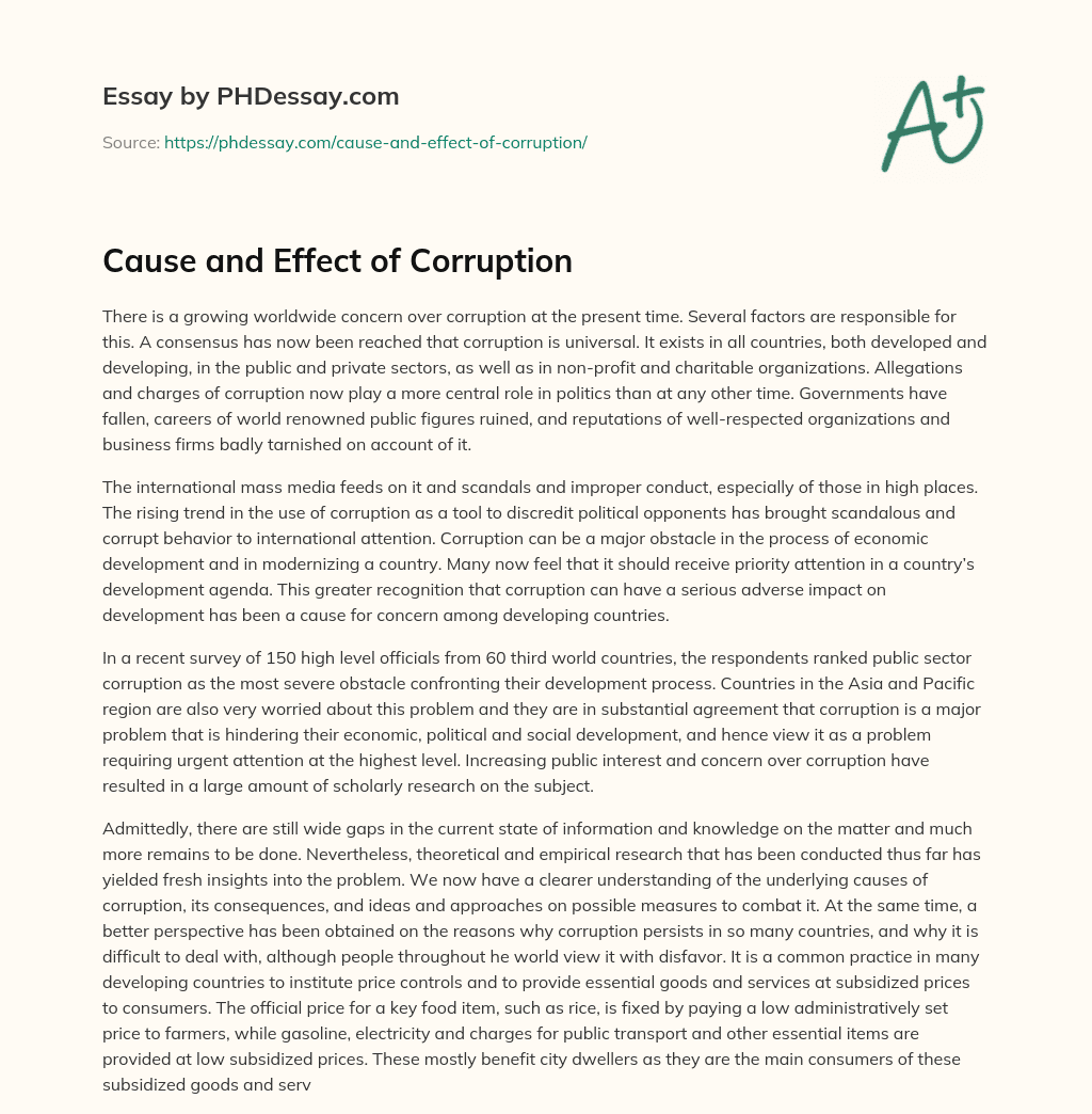 Cause and Effect of Corruption essay