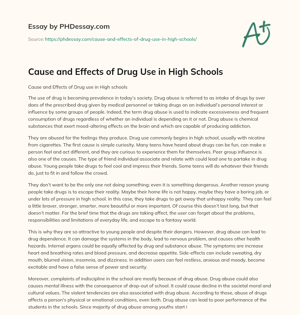 cause and effect of drug use essay